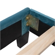 CRO Decor Queen Size Velvet Upholstered Platform Bed Box Spring Needed - Blue
