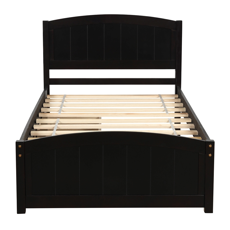 CRO Decor Twin size Platform Bed with Two Drawers (Espresso)
