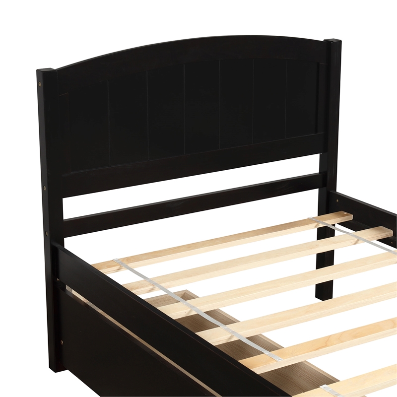 CRO Decor Twin size Platform Bed with Two Drawers (Espresso)