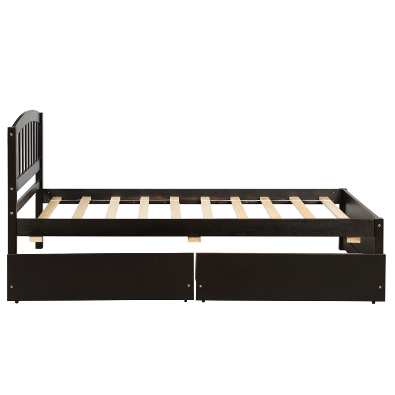 CRO Decor Twin size Platform Bed with Two Drawers (Espresso)