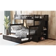 CRO Decor Stairway Twin-Over-Full Bunk Bed with  Trundle Storage and Guard Rail