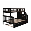 CRO Decor Stairway Twin-Over-Full Bunk Bed with  Trundle Storage and Guard Rail