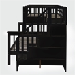 CRO Decor Stairway Twin-Over-Full Bunk Bed with  Trundle Storage and Guard Rail