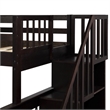 CRO Decor Stairway Twin-Over-Full Bunk Bed with  Trundle Storage and Guard Rail