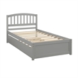 CRO Decor Twin size Platform Bed Wood Bed Frame with Trundle (Gray)