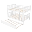 CRO Decor Full over Full Bunk Bed with Twin Size Trundle and Ladder-White