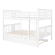 CRO Decor Full over Full Bunk Bed with Twin Size Trundle and Ladder-White
