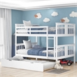 CRO Decor Full over Full Bunk Bed with Twin Size Trundle and Ladder-White