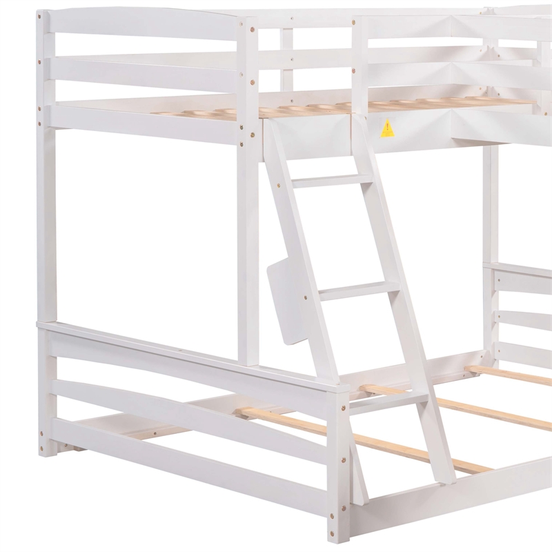 CRO Decor Twin over Full Bunk Bed with Twin Size Loft Bed with Desk (White)