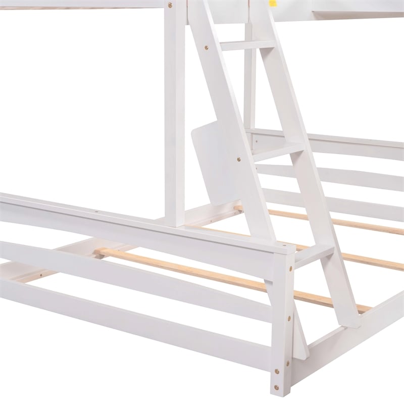 CRO Decor Twin over Full Bunk Bed with Twin Size Loft Bed with Desk (White)