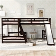 CRO Decor Twin over Full Bunk Bed with Twin Size Loft Bed with Desk (Espresso)
