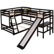 CRO Decor Twin over Full Bunk Bed with Twin Size Loft Bed with Desk (Espresso)