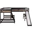 CRO Decor Twin over Full Bunk Bed with Twin Size Loft Bed with Desk (Espresso)
