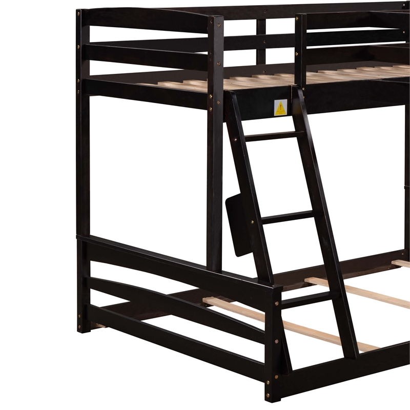 CRO Decor Twin over Full Bunk Bed with Twin Size Loft Bed with Desk (Espresso)
