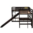 CRO Decor Twin over Full Bunk Bed with Twin Size Loft Bed with Desk (Espresso)
