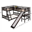 CRO Decor Twin over Full Bunk Bed with Twin Size Loft Bed with Desk (Espresso)