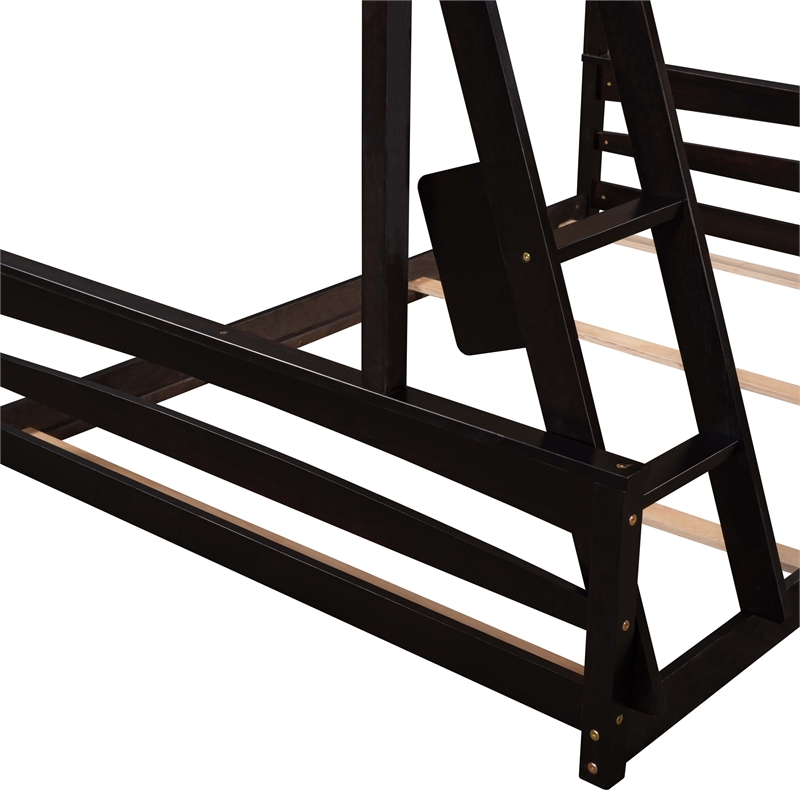 CRO Decor Twin over Full Bunk Bed with Twin Size Loft Bed with Desk (Espresso)