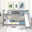CRO Decor Full over Full Bunk Bed with Convertible Slide and Ladder (Gray)