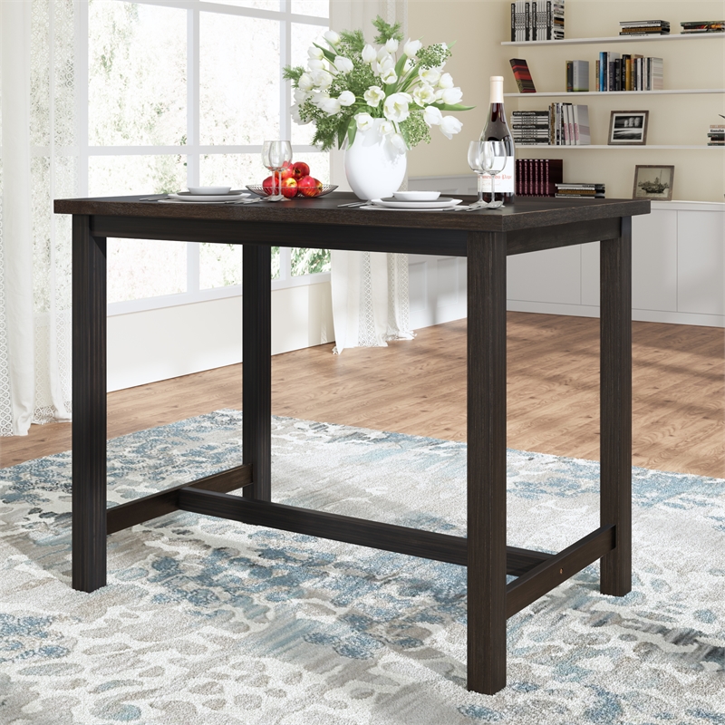 CRO Decor 4 Piece Wooden Counter Height Dining Table Set with Upholstered Bench