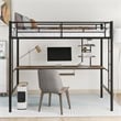 CRO Decor Loft Bed with Desk and Shelf Space Saving Design-Twin (Black)