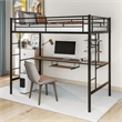 CRO Decor Loft Bed with Desk and Shelf Space Saving Design-Twin (Black)