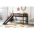 CRO Decor Twin Size Wood Low Loft Bed with Ladder and Slide (Espresso)