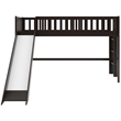 CRO Decor Twin Size Wood Low Loft Bed with Ladder and Slide (Espresso)