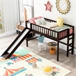 CRO Decor Twin Size Wood Low Loft Bed with Ladder and Slide (Espresso)