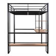 CRO Decor Full Size Loft Metal&MDF Bed with Long Desk and Shelves (Black)