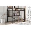 CRO Decor Full Size Loft Metal&MDF Bed with Long Desk and Shelves (Black)