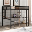 CRO Decor Full Size Loft Metal&MDF Bed with Long Desk and Shelves (Black)