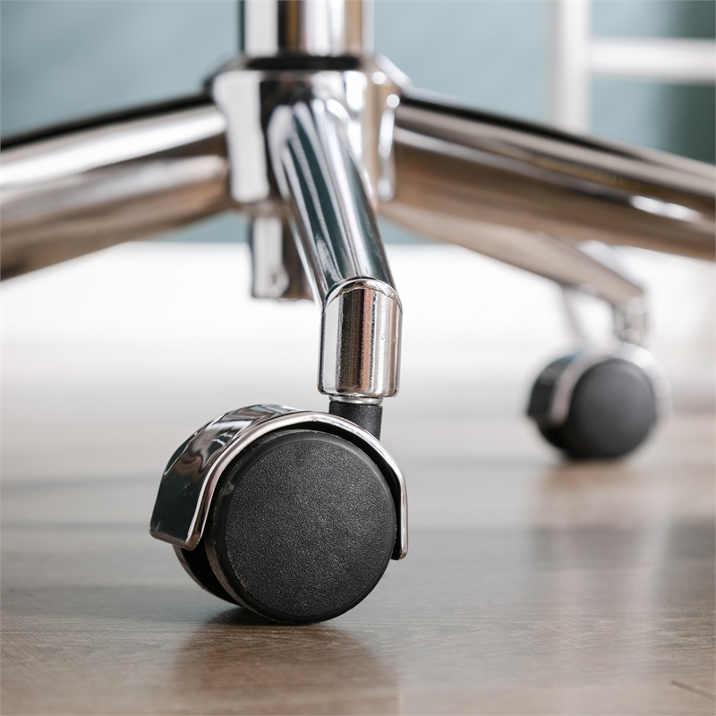 CRO Decor 33.6'' White Faux Fur Home Office Side Chair for Girls Makeup Vanity