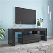 CRO Decor TV Stand with LED RGB Lights TV Cabinet Gaming Consoles (Black)