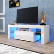 CRO Decor Entertainment TV Stand TV Base Stand with LED Light TV Cabinet (White)