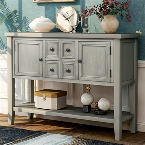 cro decor buffet sideboard console table with bottom shelf (antique gray)