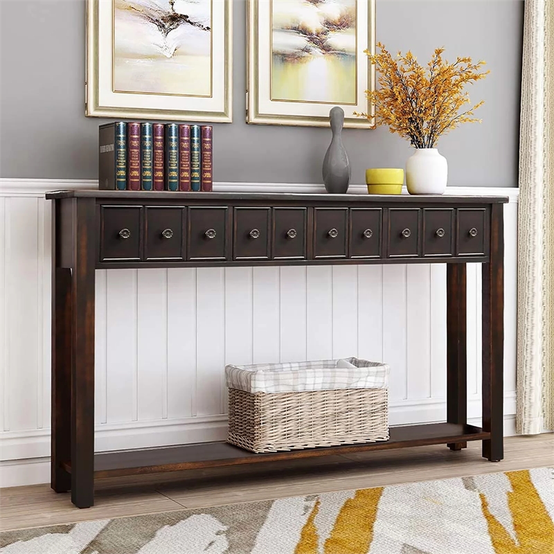 CRO Decor Rustic Entryway Console Table 60