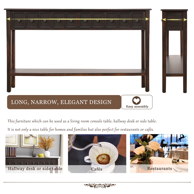 CRO Decor Rustic Entryway Console Table 60