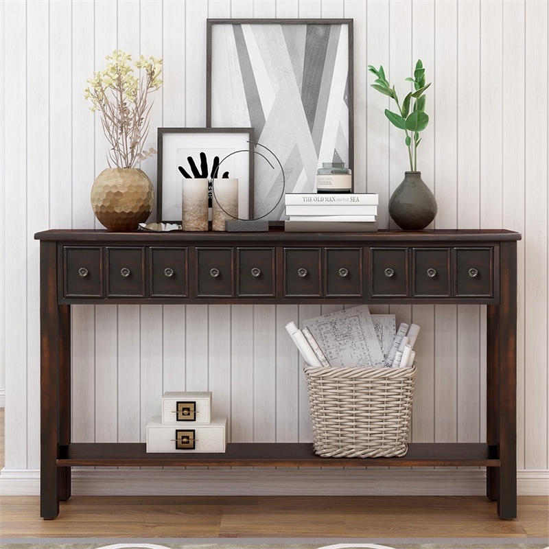CRO Decor Rustic Entryway Console Table 60