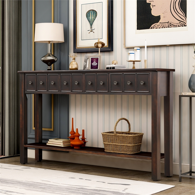 CRO Decor Rustic Entryway Console Table 60