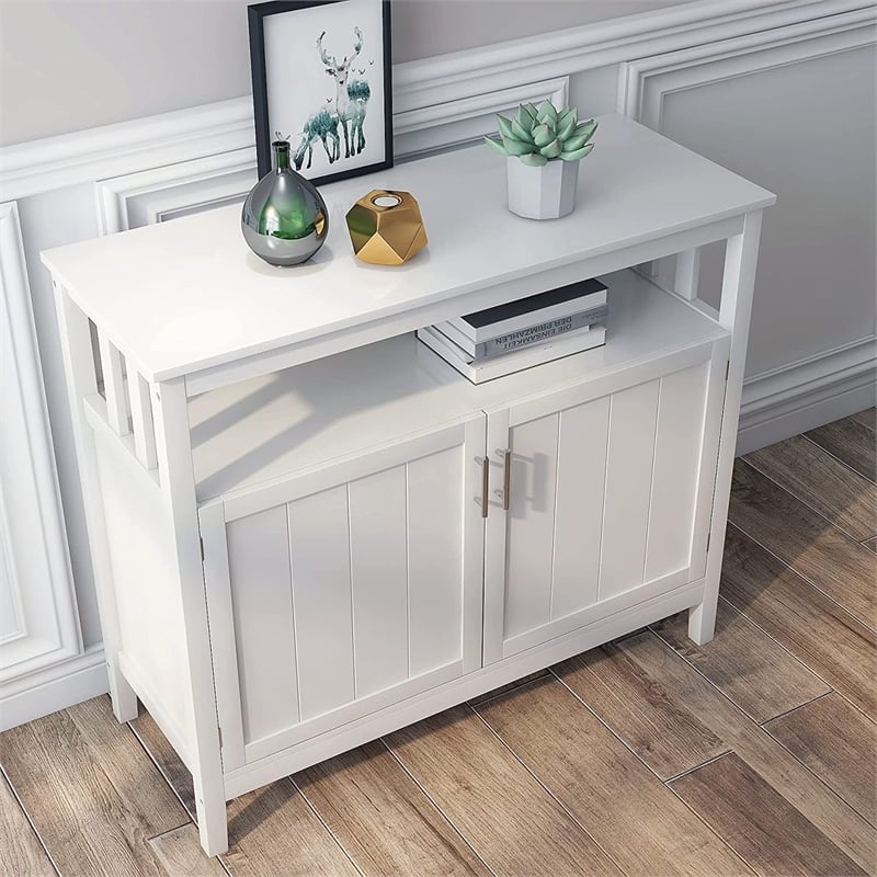 CRO Decor Kitchen Storage Sideboard and Buffet Server Cabinet (White)