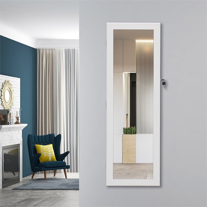 CRO Decor Jewelry Storage Mirror Cabinet With LED Lights Can Be Hung On