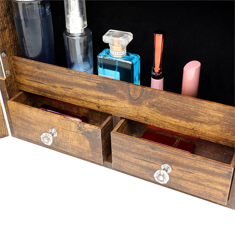 CRO Decor Jewelry Storage Mirror Cabinet With LED Lights Can Be Hung On