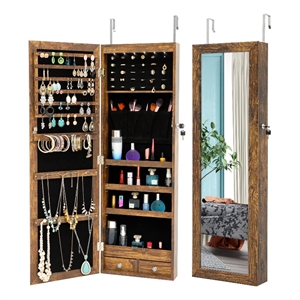 CRO Decor Jewelry Storage Mirror Cabinet With LED Lights Can Be Hung On
