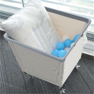 CRO Decor Laundry Hamper Cart Cotton Canvas Basket with Wheels (Set of 4)