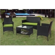 CRO Decor Black 4-Piece Metal Wicker Rectangular Outdoor Dining Set Garden Patio
