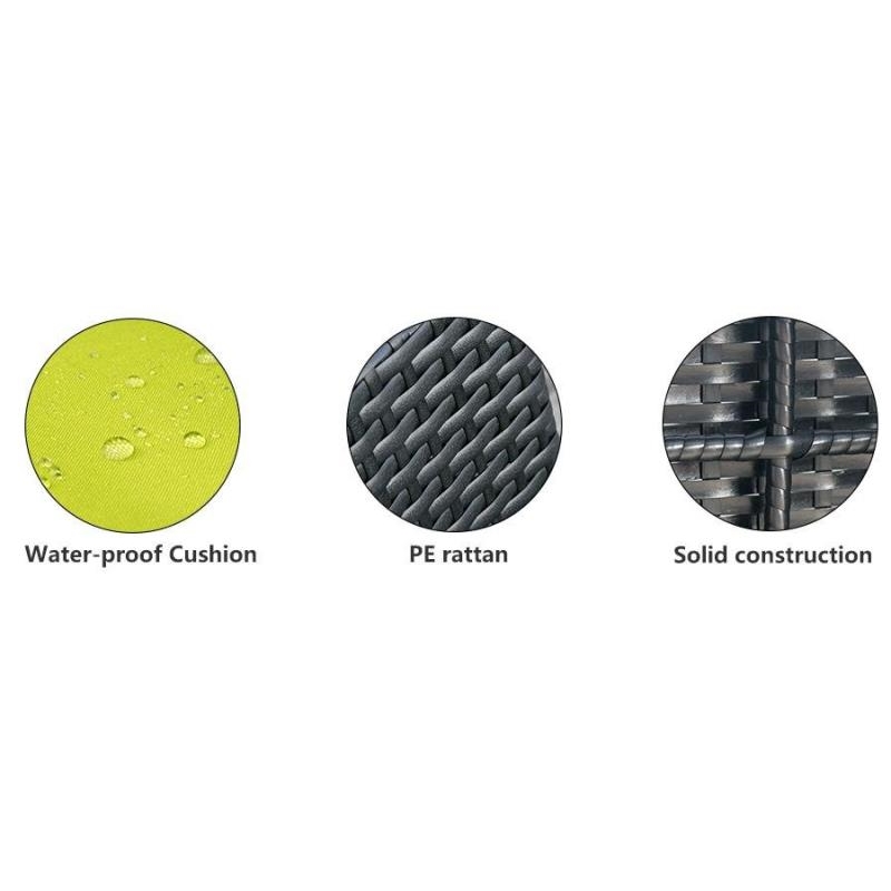 CRO Decor Black 4-Piece Metal Wicker Rectangular Outdoor Dining Set Garden Patio