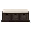 CRO Decor Storage Bench with 3 Removable Classic Rattan Basket (Espresso)