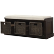 CRO Decor Storage Bench with 3 Removable Classic Rattan Basket (Espresso)