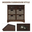 CRO Decor Storage Cabinet with 2 Drawers and 4 Classic Rattan Basket (Espresso)