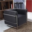 CRO Decor Black Genuine Leather Armchair with Encasing Stainless Steel Frame